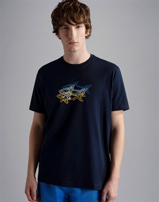 Multicolor Shark Print T-shirt